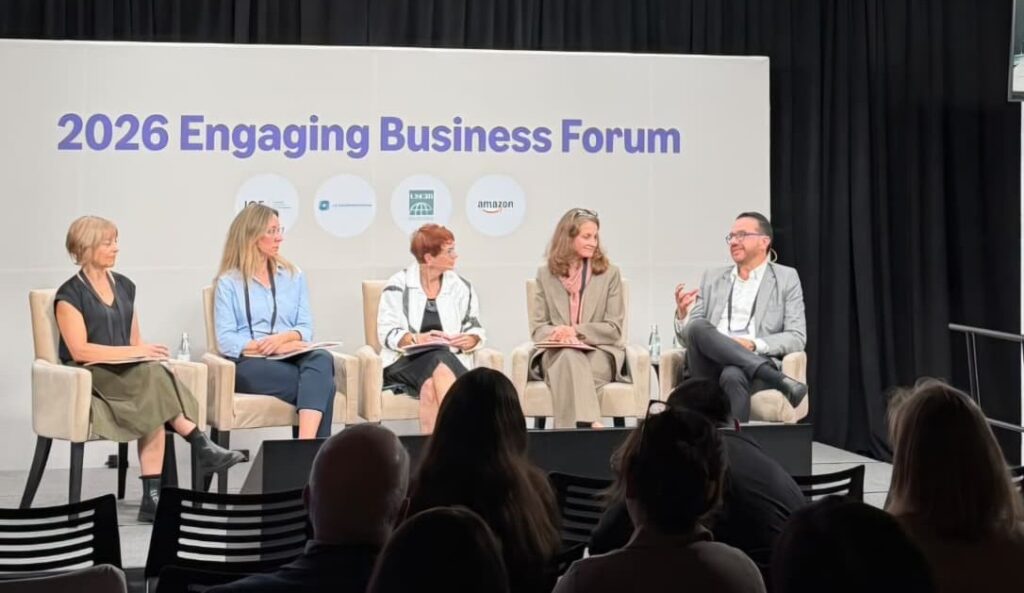 Luis Miguel Paiz, gerente general de Guatecaña, durante su participación en el panel sobre tecnología y prevención del trabajo forzoso en el Engaging Business Forum 2026, en Nueva York.